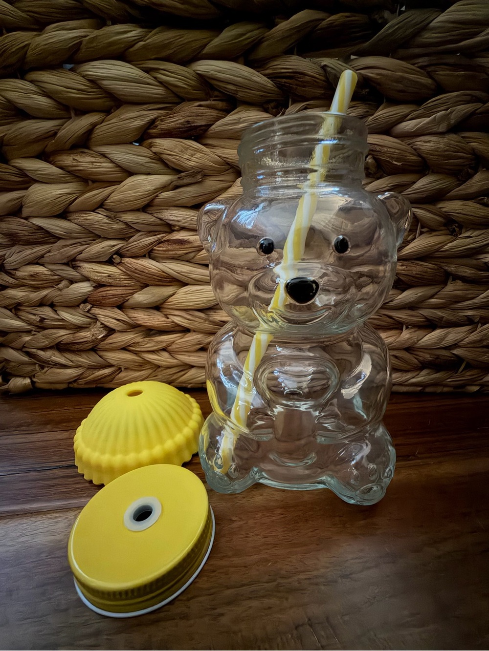 Clear Bear Cup with Yellow Lid and Straw - - Picture 2 of 2